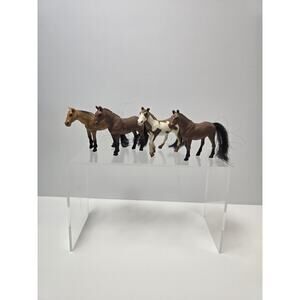 Set Of 4 Vintage 1998 MMTL Mini Toy Horses Standardbred Pinto Cleveland Bay